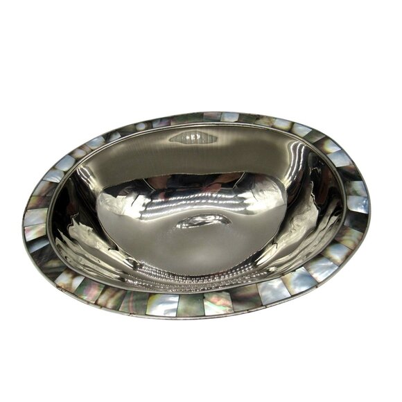 MICHAEL ARAM Stainless Steel Bowl with Mother Of Pearl Accent 11" - Picture 11 of 12